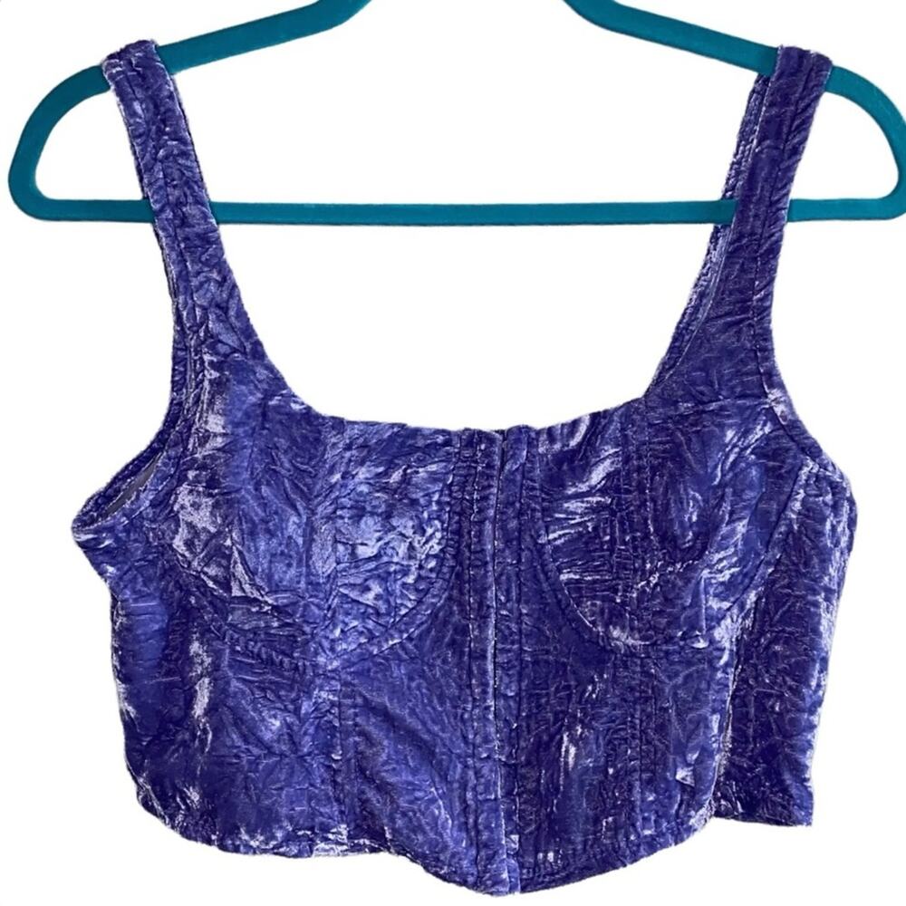 Wild Fable Purple Velvet Bustier Crop Top Medium Corset Style NWOT